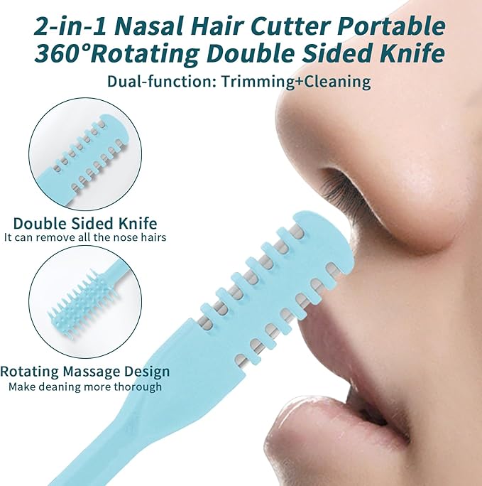 5Pcs 2-in-1 Nasal Hair Cutter, Nasal Hair Cutter for Women Men, Double Sided Nose Hair Cutter, 360° Rotating Manual Nostril Hair Removal Tool Nose Hair Trimmer, Travel Essentials, Colorful