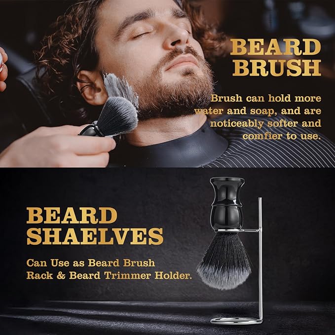 Fathers Bath and Body Gift Set, Birthday Gifts for Men Basket Spa Gift Set for Him Beard Shaving Kit Men's Beard Kit Brush Face Care Perfume Spa Kit, Beard Brush Rack, Christmas Gifts for Dad son Man