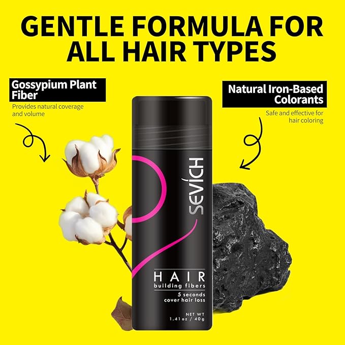 SEVICH Hair Fibers for Thinning Hair, Hair Building Fibers Instantly Thicker & Fuller Look,Hair Powder for Men & Women 40g Dark Brown