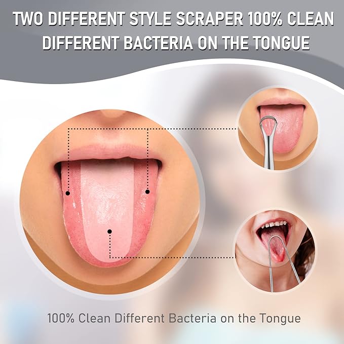 4 Pack Tongue Scraper, Hygienic Seal-Pack, Professional Eliminate Bad Breath, Stainless Steel Tongue Scrapers, Effectively Improve Oral And Gut Health -silver