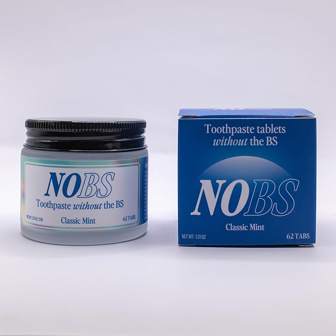 NOBS (No Bad Stuff) Toothpaste Tablets - Nano Hydroxyapatite, Fluoride & Plastic Free, Eco & Travel Friendly - Remineralize with NHA (1 Month) (Pack of 2)
