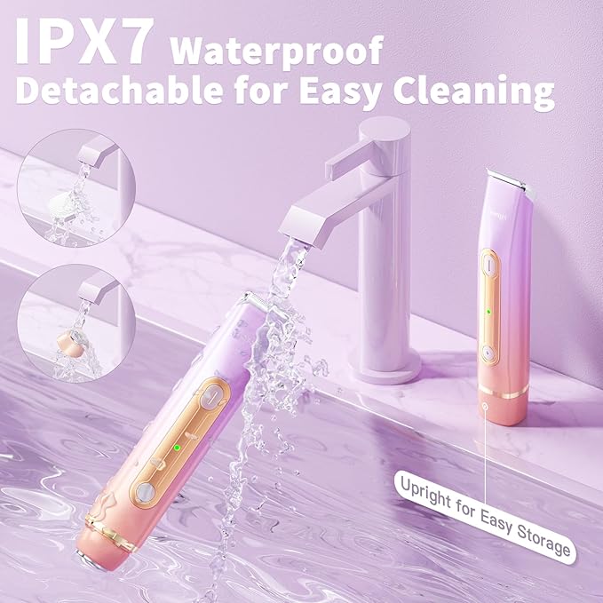 Bikini Trimmer for Women, Electric Razors with Dual Heads, Rechargeable Pubic Hair Trimmer with IPX7 Waterproof, Painless Pro Shaver for Underarm Leg Arm Body Face Private Area（DuskyRose）