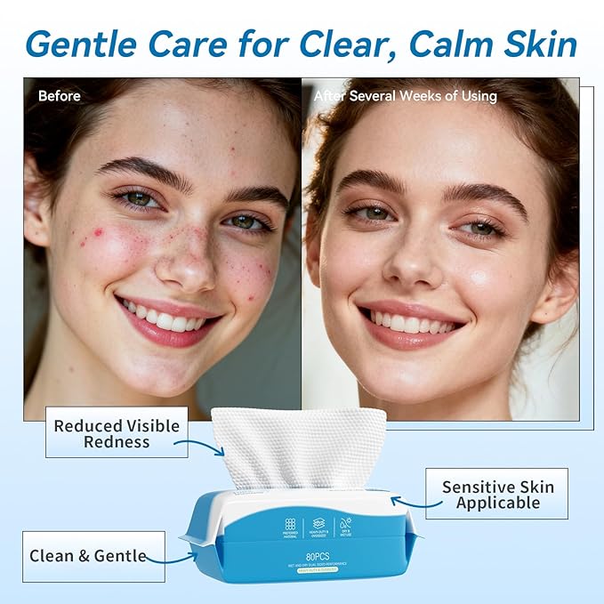 Face Towels, Disposable Biodegradable Clean Facial Towelette for Sensitive Skin, Lint- free Face Cloths for Makeup Remover, Ultra Soft Dry Wipes, Skincare Women Cleansing 480 Count (6 Packs)