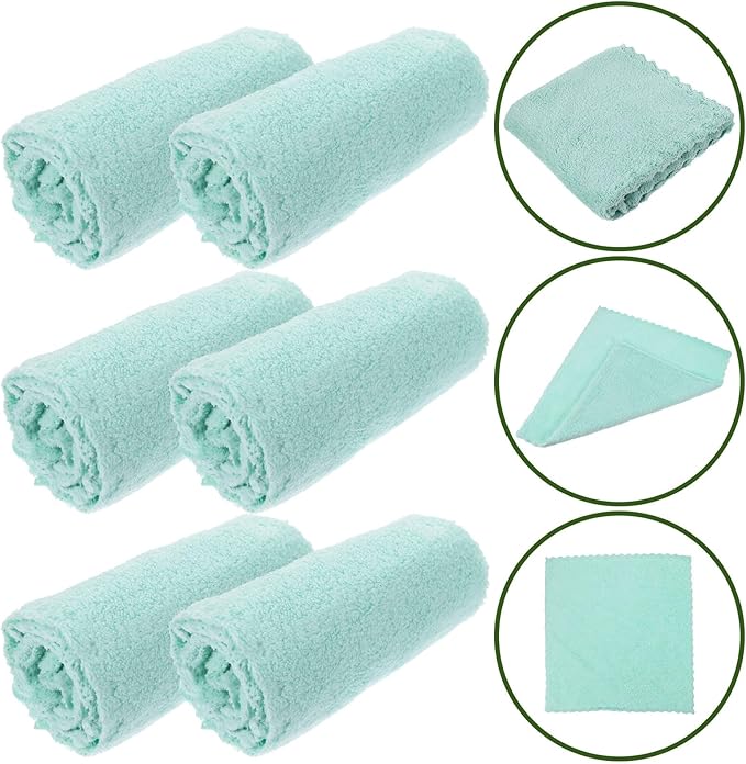 6Pcs Coral Fleece Face Wash Cloths Soft Reusable Makeup Remover Towels for Men and Women Skin-Friendly Highly Absorbent and Comfortable Facial Cleansing Squares