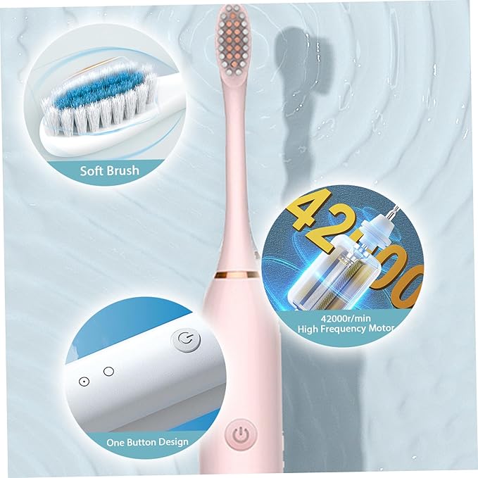 Electric Toothbrushes Adults Rechargeable Toothbrush with 4 Brush Heads and 6 Cleaning Modes Low Noise Waterproof Whiten Toothbrush Smart Timer Longer Life for Women Men Gift Style1 Rechargeable