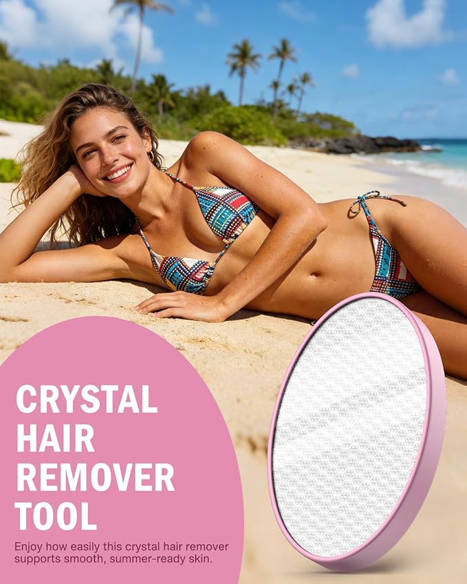 FVION Painless Crystal Hair Remover, Fine Grit Nano Hair Eraser, Glass Body Hair Shaver for Smooth Skin, Effortless Hair Removal Tool (Pink)