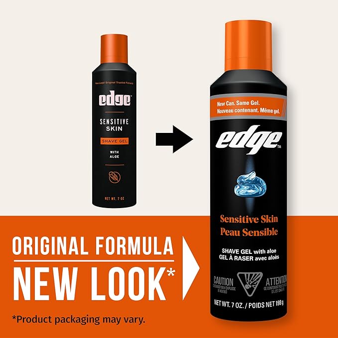 Edge Shaving Gel for Men, Sensitive Skin with Aloe, (6 Pack) - Shave Gel For Men That Moisturizes, Protects and Soothes To Help Reduce Skin Irritation