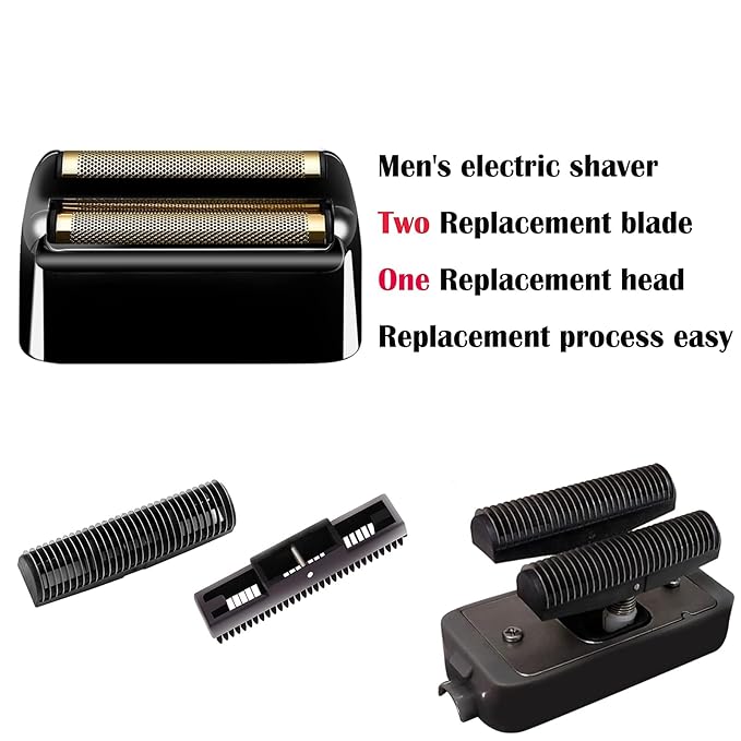2 Pack Shaver Replacement Foil and Cutters Compatible with BaBylissPRO Double FXFS2 Metal Shaver foil Replacement,Black