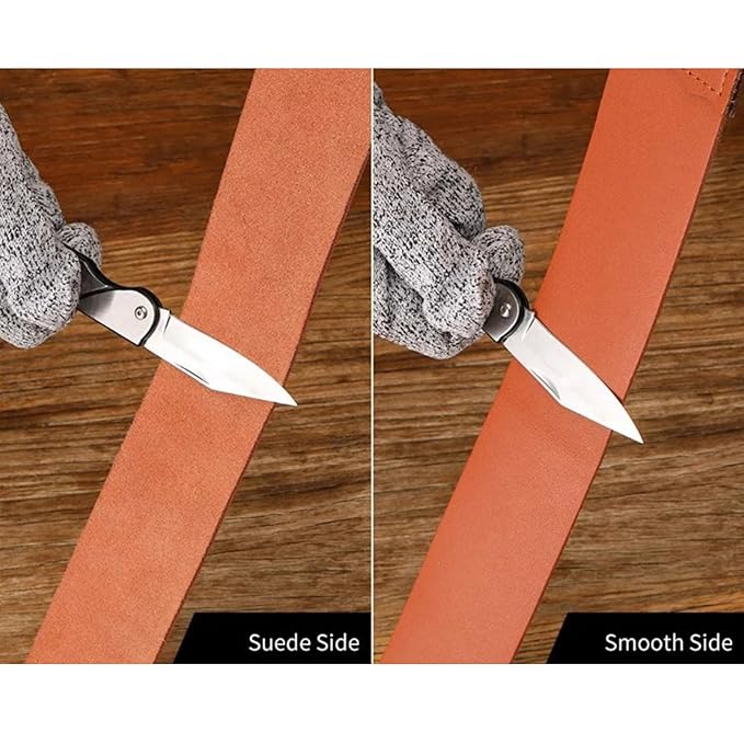 18.5 * 2 * 0.2inch Leather Strop for Knife Sharpening, Knife Strop, Stropping Leather, with Swivel Hanging Tab and Leather Handle Straight Cowhide Manual Strap