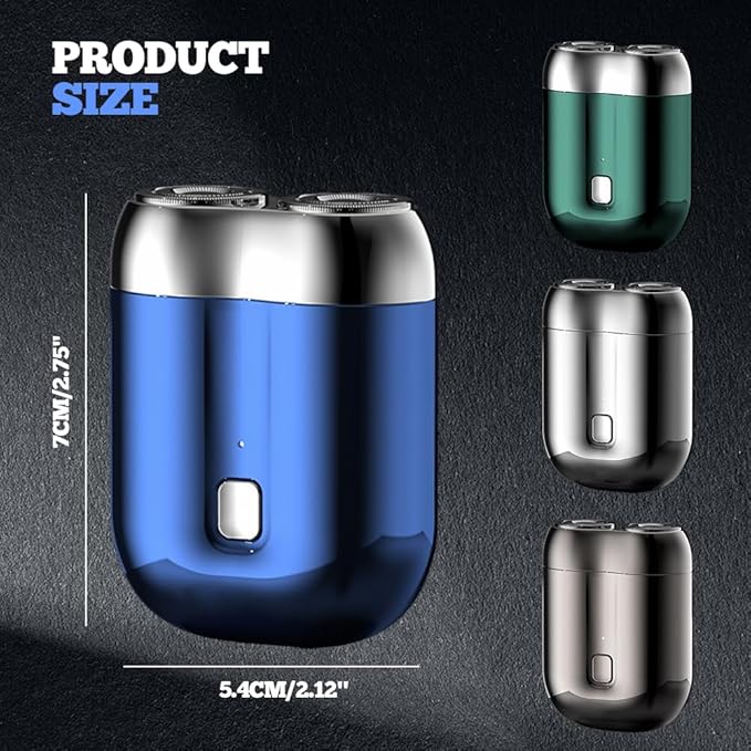 2026 New Upgrade Pocket Shaver USB Mini Shavers for Men, Rechargeable Electric Mini Portable Razor, Washable Double Head Razor, Waterproof Compact Electric Shaver for Home, Car, Travel (Green)