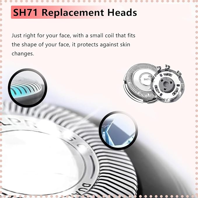 SH71 Replacement Heads for Philips Norelco Shaver Series 7000 and 5000,Upgraded SH71/52 Compatibility Double Blades for 7000 Replacement Heads,forShavers Series S5000 (S5XXX),S7000 (S7XXX)