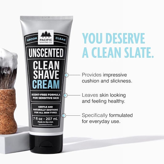 Pacific Shaving Company Clean Shaving Cream - Shea Butter + Vitamin E Shave Cream for Hydrated Sensitive Skin - Clean Formula for a Smooth, Anti-Redness + Irritation-Free Shave Cream (7 Oz, 2 Pack)