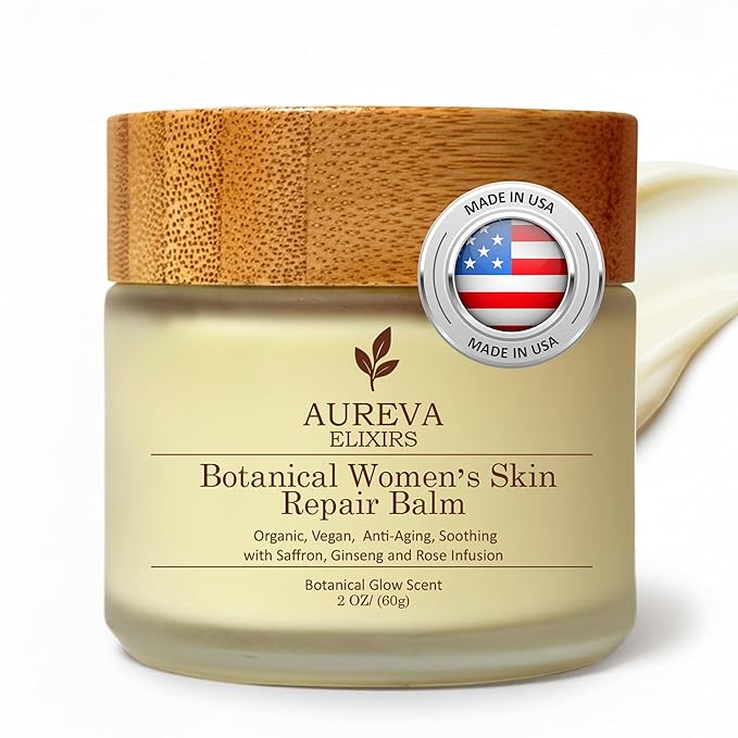Botanical Woman’s Skin Balm – US Handmade Cleansing Balm Moisturizer For Everyone – Makeup Remover for Face, Body, For All types of Skin Neck & Décolleté Drynes – Saffron, Ginseng, Rose Infusion