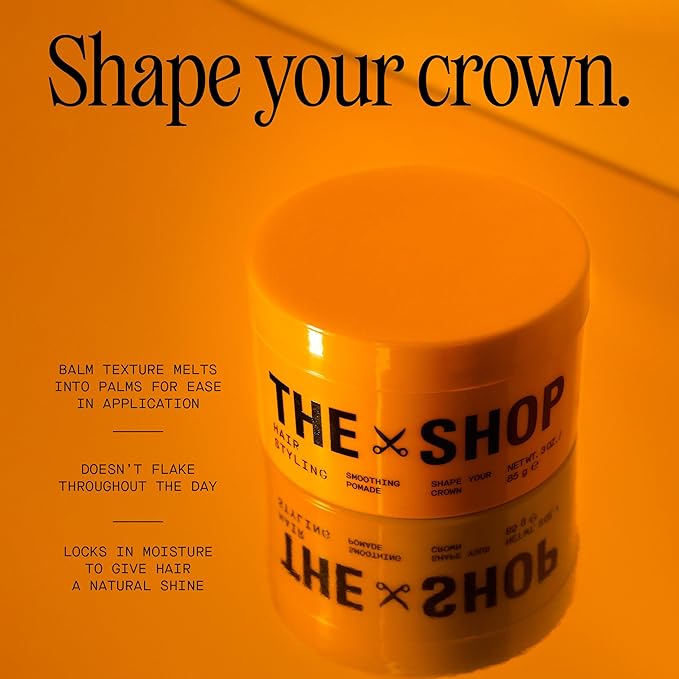 The Shop by LeBron James Men's Smoothing Hair Pomade, Medium Hold & Natural Finish with Mango Seed Extract, Tames Frizz & Adds Shine, Ideal for All Hair Types, Moisturizing & Non-Flaking, 3.4 Fl Oz