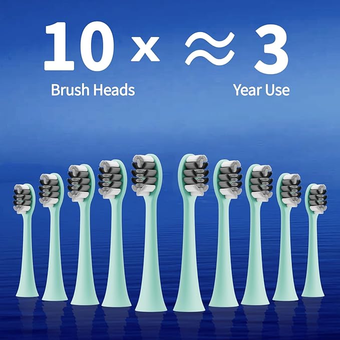 Sonic Electric Toothbrush 42000 Vibrations with 10 Brush Heads Suitable for Adults 90 Days of Use on a Single Charge,5 Modes Built-in 2-Minute Smart Timer, IPX8 Rated Waterproof (Green Pink)