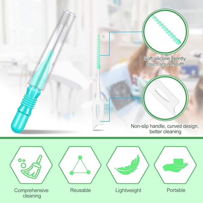 Patelai 350 Pieces Interdental Brush Tooth Floss Tooth Cleaning Tool Toothpick Dental Flossing Head Oral Flosser Refill Dental Flosser Toothpick Cleaners