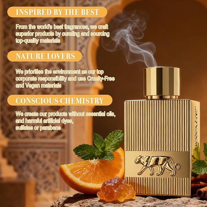 Shadow Leap - Savage Eau De Parfum Opulent & Confident | Gold Bar Vibe | Blood Mandarin/Leather, Long-Lasting Spicy Woody Citrus Perfumes for Men 100ml 3.4 fl. oz + 2ml Samples