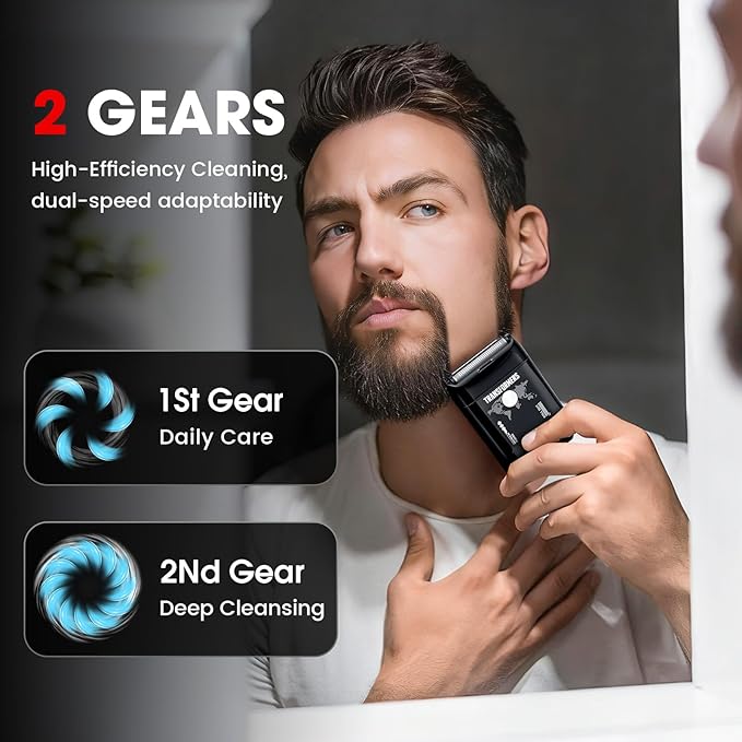 Transformers Electric Foil Shaver for Men, Hasbro Portable Electric Shaver with Dual Floating Blades & LED Display Electric Razor for Men with 2 Gears Adjustable IPX7 Waterproof USB Type C