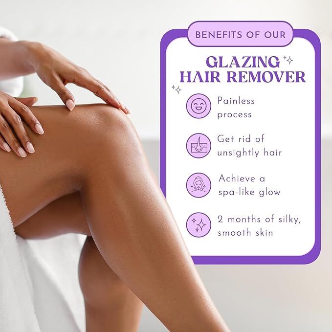 MOOM Organic Sugar Waxing Kit with Lavender & Chamomile - Natural Sugar Hair Removal Glaze with 18 Hair Wax Strips & 4 Applicator Sticks for Face & Body 6 oz.1 Pack