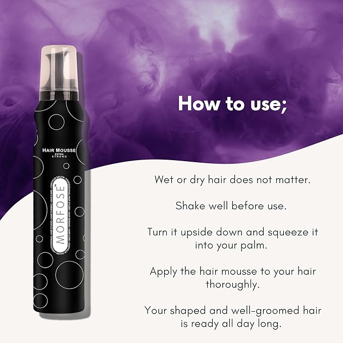 Morfose Hair Mousse - Voluminous Hair Styling Foam for Women and Men - Special Formula Mousse for Hair Styling - Stronger Hold and Volume Boosting (6.76 Fl oz, Extra Strong)
