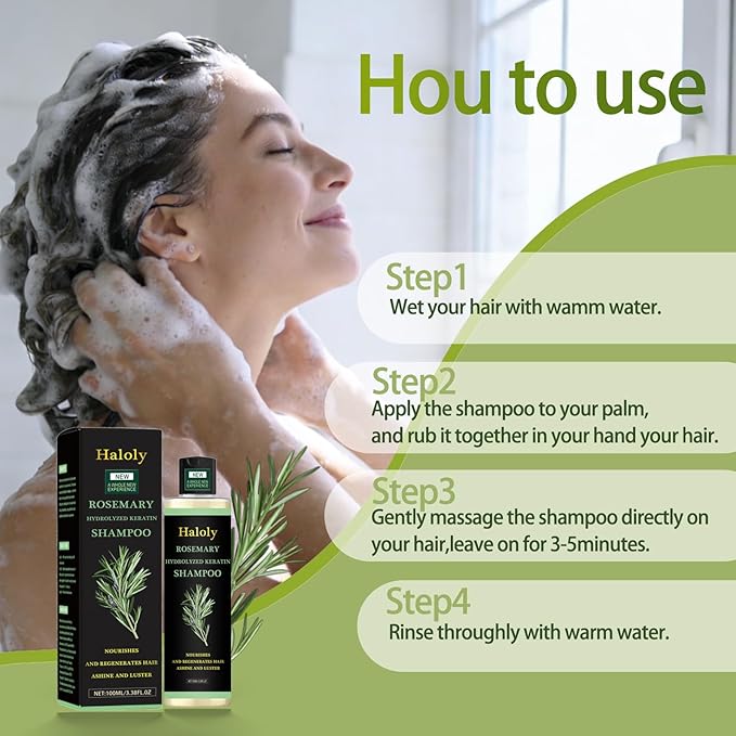 Organic Rosemary Hair Growth Shampoo, Hydrolyzed Keratin and natural extract of rosemary,Nourishes and Regenerates Hair for Thinning Hair & Hair Loss for Women and Men (Pack of 1)