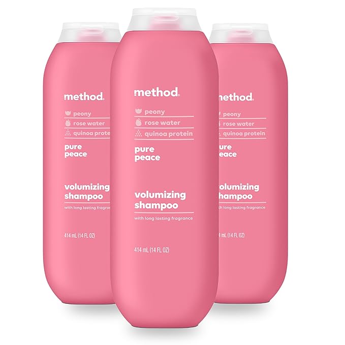 Method Pure Peace Volumizing Shampoo - For Thicker, Fuller and Visibly Hydrated Hair - Sulfate Free and Safe for Color-Treated Hair - 14 oz, Pack of 3