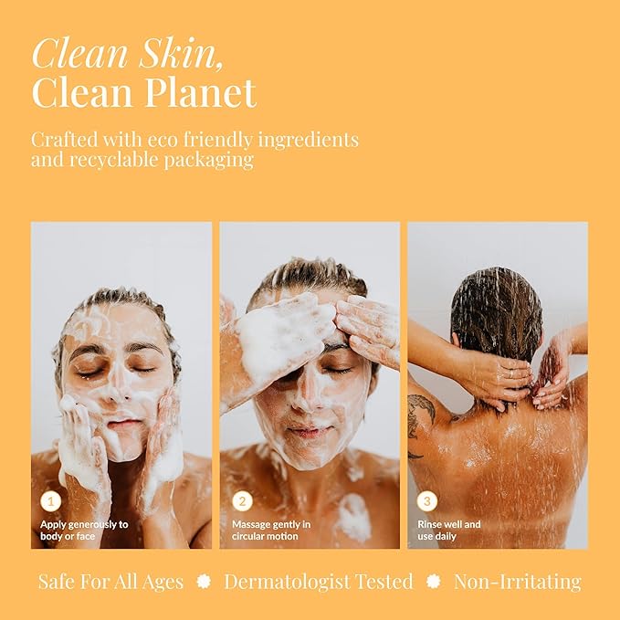 Sensitive Skin Bath & Body Wash – Fragrance-Free, Hypoallergenic & Dermatologist-Tested -Gentle, pH-Balanced Cleanser for Dry & Delicate Skin - Family-Friendly & Vegan (8 oz)