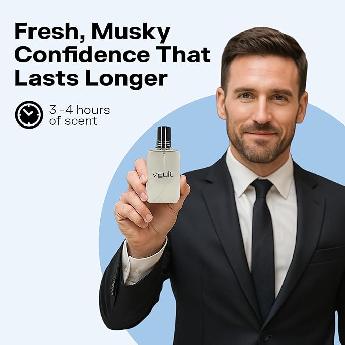 PB ParfumsBelcam Vault Eau De Toilette Spray for Men – Bold Fresh Musk with Bergamot, Sandalwood & Sweet Grass Notes, Long-Lasting Masculine Fragrance, Affordable Perfume – 3.4 Fl Oz