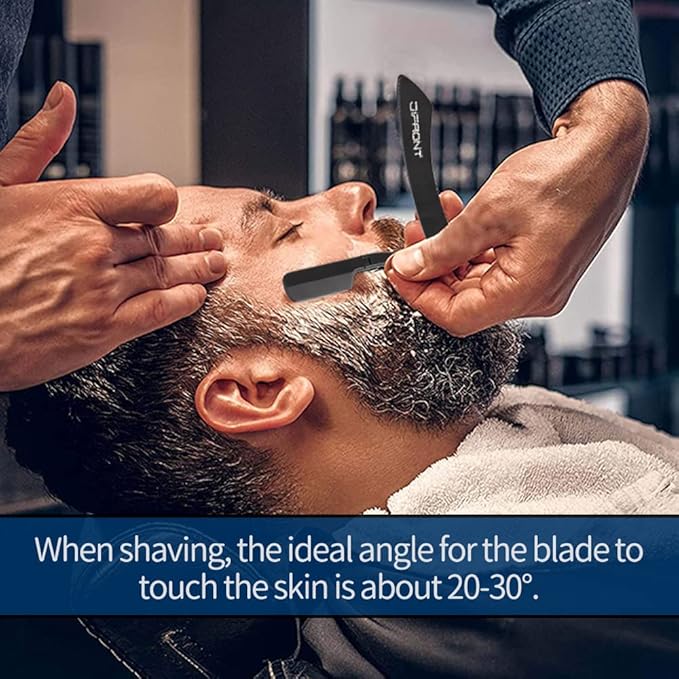 Professional Barber Straight Razor - 20 Stainless Steel Blades, Aluminum Handle, Portable Shaving Kit (TKL-B)