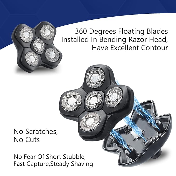 WAHFOX 5 Blades Magnetic Shaver Replacement heads for SKULL SHAVER HEAD SHAVER