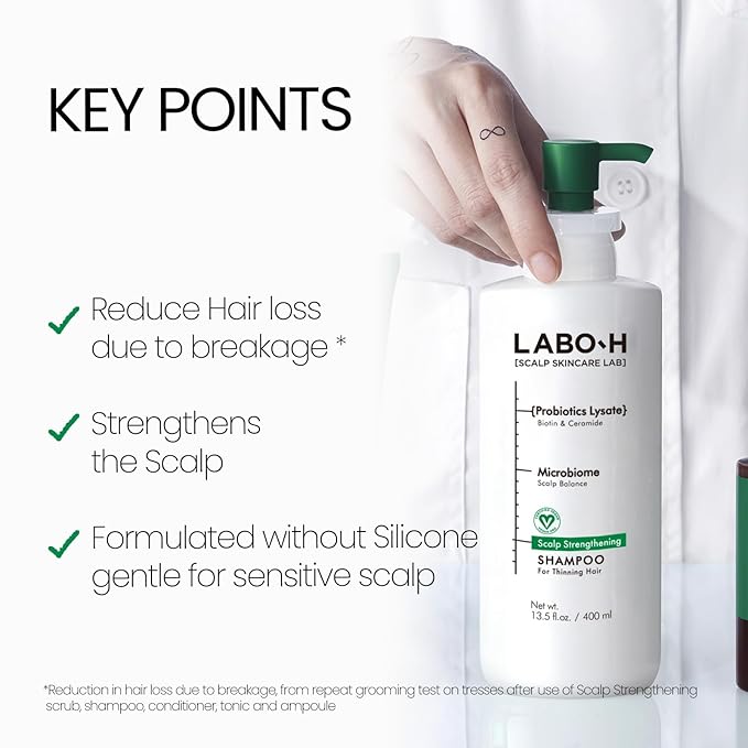 Scalp Strengthening Shampoo for Hair Growth & Anti-Loss | Vegan Ceramide Haircare Routine with Rosemary Oil, Biotin and Caffeine, Paraben Free, Korean Hair Care, 13.5 Fl. oz.
