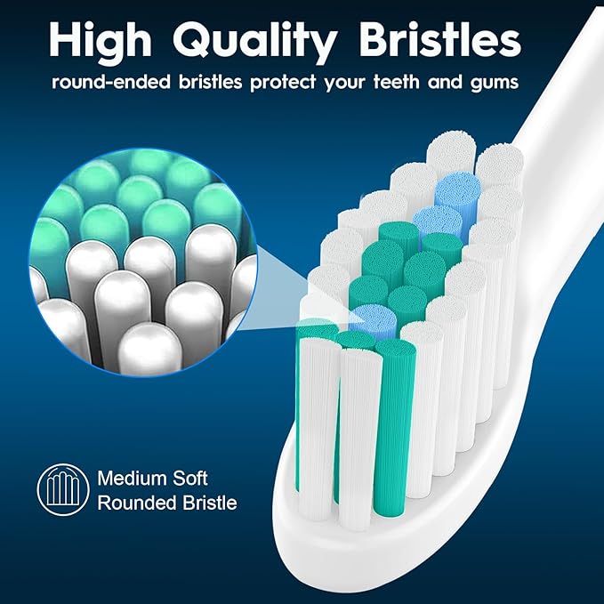Replacement Toothbrush Heads Compatible with Philips Sonicare E-Series，Replacement Heads Fit Sonicare E-Series Essence Xtreme Elite Advance and CleanCare Screw-on Electric Toothbrush, BN728, 6 Pack