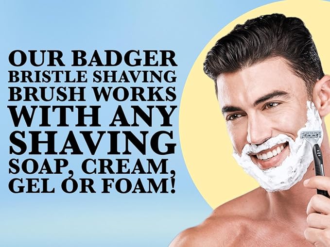 G.B.S Customizable Pure Badger Bristle Shaving Brush, Ivory Handle