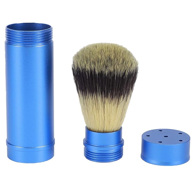 2PCS Travel Shaving Brush, Badger Hair Shaving Brush Aluminum Portable Facial Foaming Grooming Tool for Men Shave Beard Bathroom Supplies
