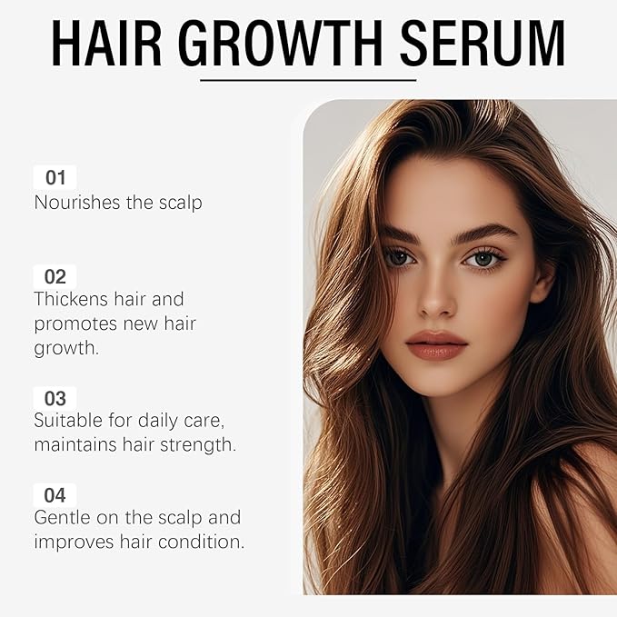 Hair Growth Serum with Biotin, Caffeine and Ginger, Thickening Spray for Women and Men, Natural Anti-Thinning Formula for All Hair Types, 100ml
