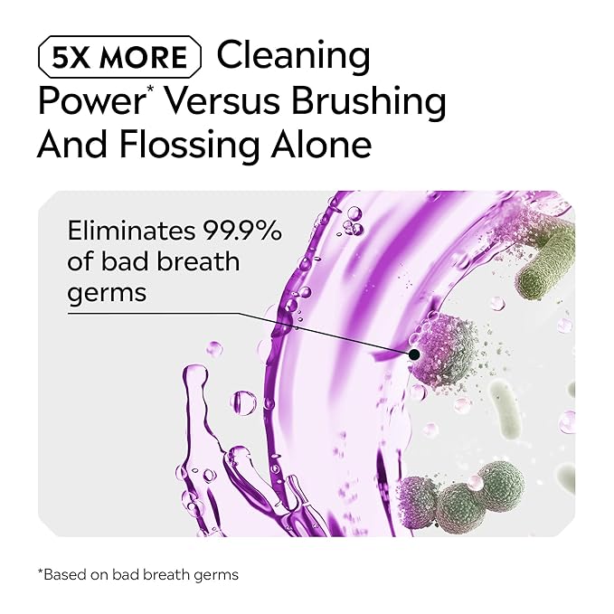 Listerine Total Care Anticavity Fluoride Mouthwash, 6 Benefits in 1 Oral Rinse Helps Kill 99.9% of Bad Breath Germs, Prevents Cavities, Strengthens Enamel, ADA-Accepted, Fresh Mint, 250 mL (Pack of 2)