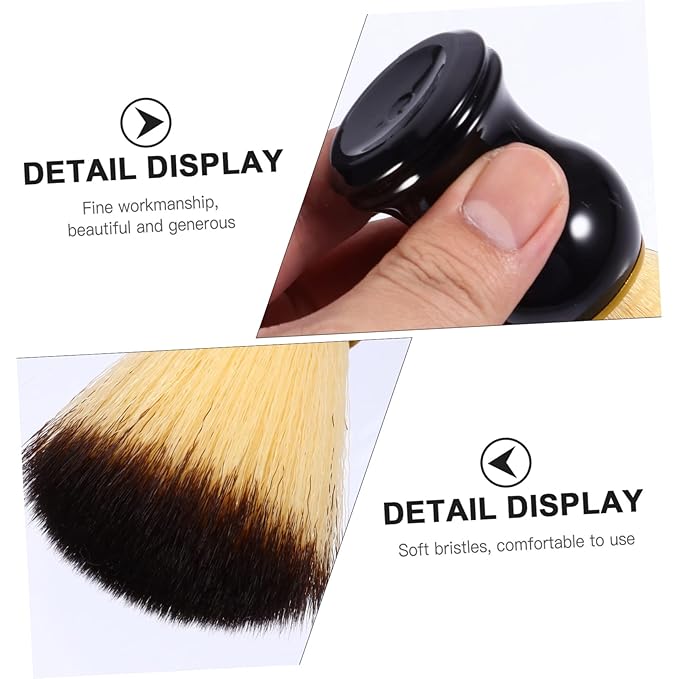 minkissy Beard Care Brush Wooden Handle Men Shaving Tool Nylon Brush for Men Barber