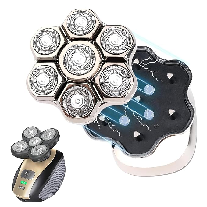 Universal 7 Magnetic Head Shaver Replacement Heads Compatible with Freebird SHPAVVER Wyklaus Freedom Bird Head Shaver Replacement Heads (7 Magnetic Silvery)