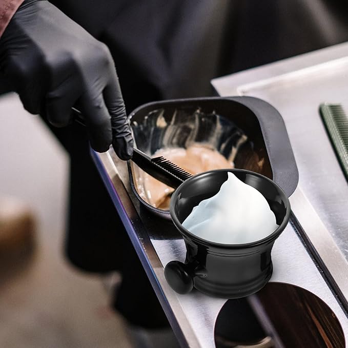 SAFIGLE Men’s Shaving Soap Bowl Black Ceramic Foaming Container Shaving Mug for Barber Shop and Daily Shave Accessories