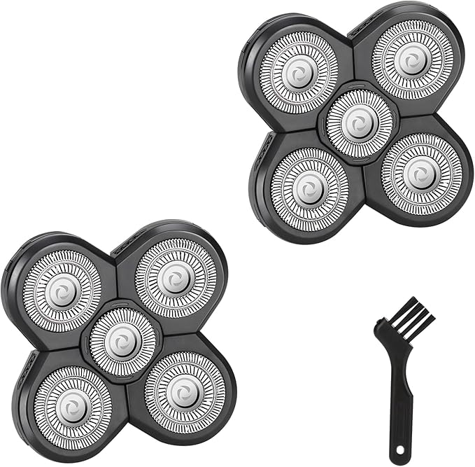 2 PCS Head Shaver Replacement Blades,Valentines Day Gifts for Him Mens Husband Dad - Birthday Gift Ideas for Dad, 5-Blade Shaver Heads for Bald and Face Hair with Cleaning Brush