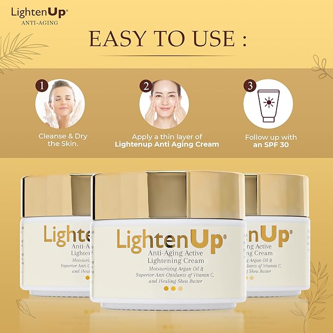 OMIC Lighten-Up Anti-Aging, Skin Brightening Cream - 4.4 fl oz / 100 ml - with Argan Oil and Shea Butter
