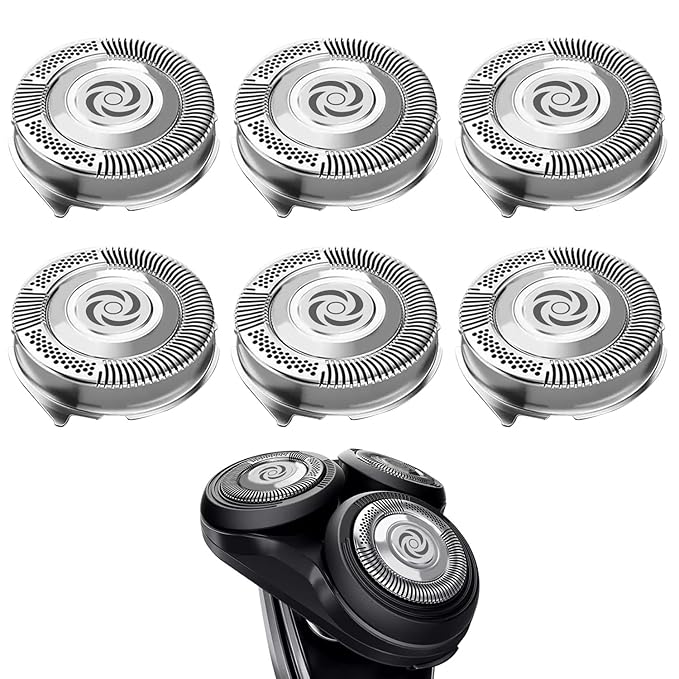 6P SH50 Replacement Heads Compatible with Series 5000 (S5xxx), PT8xx & More - Electric Shaver Replacement Head for Men