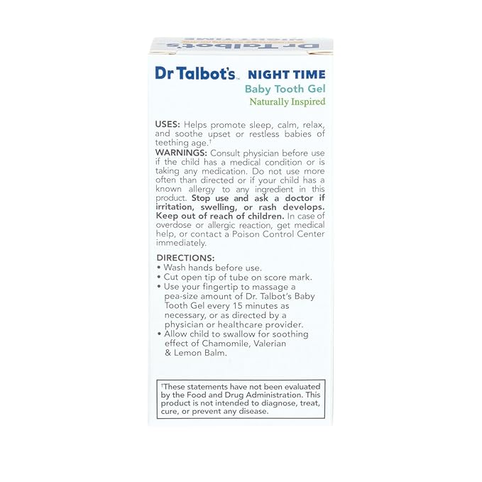 Dr. Talbot's Night Time Baby Tooth Gel for Sore Gums - .53 oz Tube - Banana Flavor - for Ages 3-24 Months