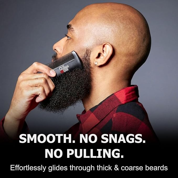 That Urban Edge Wooden Beard Comb for Men | Anti-Static Dual-Sided Wide & Fine Tooth Beard Pick & Mustache Comb | Smooth No-Snag Grooming, Pocket-Size Detangler