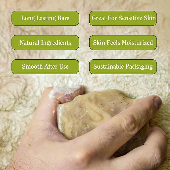 CompassSoap Natural Soap for Men | Skin-Friendly, Hand Made Soap Bar Gift Set | Best Exfoliating and Cleansing Bar Soap for Men | 5 Oz. Variety Pack of 5