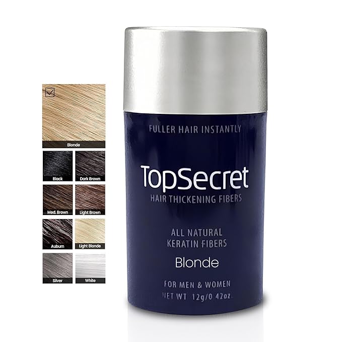 Top Secret Hair Thickening Building Fibers Refills - Undetectable & Natural Hair Filler - for Men & Women - Instantly Fill In Fine Thinning Hair - Weather & Sweat Resistant (Blonde, Regular)