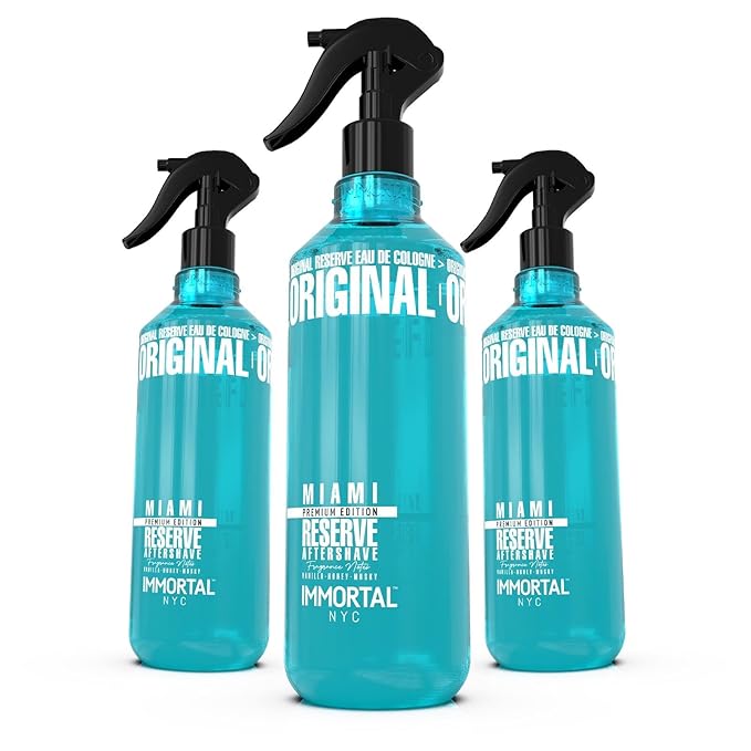 Immortal NYC Reserve Miami, Aftershave Spray Body/Face Men's Cologne, 13.5 oz / 400 ml,Barbers, Softens Skin, Refreshes, Revitalizes and Relieves Face and Skin, Moisturizing Formula After Shaving