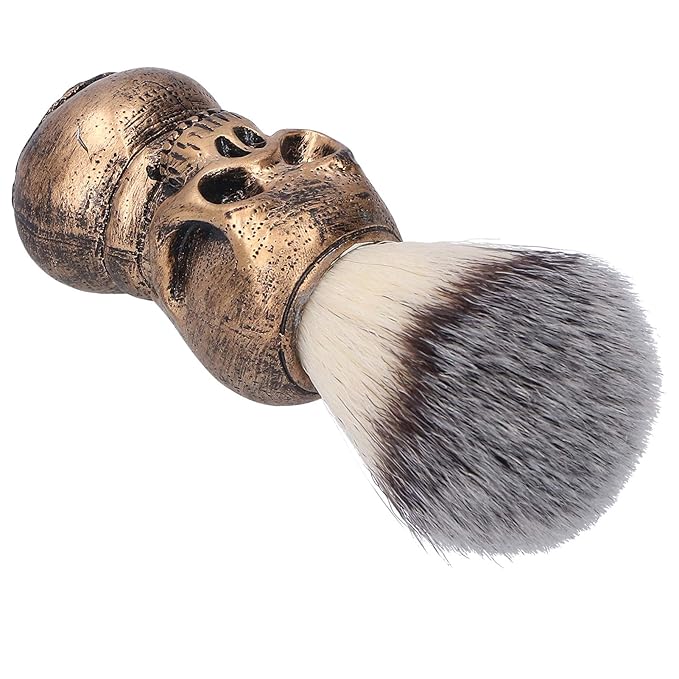Barber Cleaning Hairbrush, Neck Duster Shaving Beard Brush with Creative Skull Handle Hair Brush Cleaning Tool for Professional Salon and Home