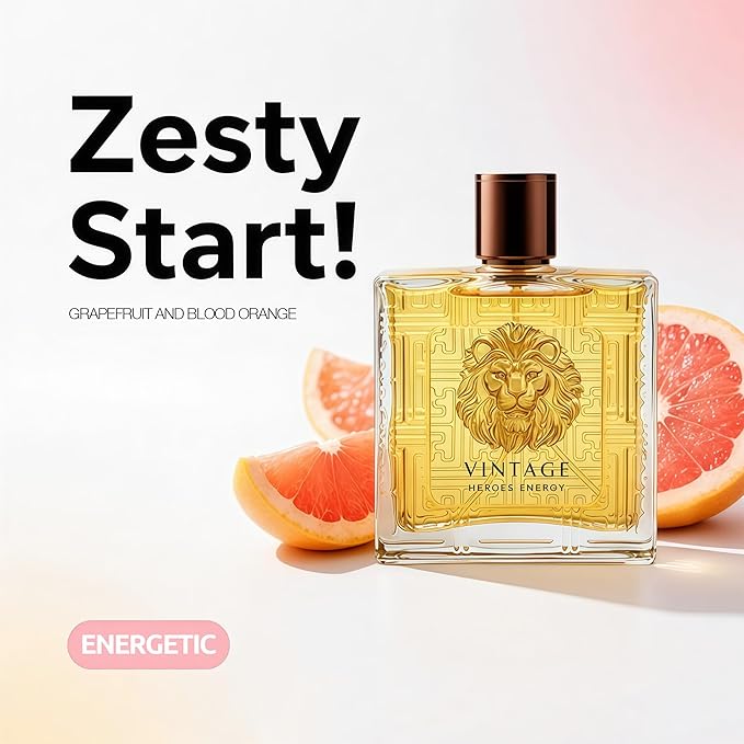 Men's Cologne Eau De Parfume Natural Spray Vintage Heroes Energy Perfume with Woody Floral & Fruity Masculine Scent 3.4 Fluid Ounce Long Lasting Fragrance