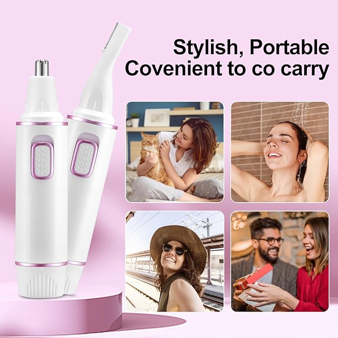 AREYZIN Nose Hair Trimmer for Women-2025 Professional Painless Eyebrow Trimmer and Nose Trimmer Facial Hair Removal Nasal Hair Clippers Professional, Easy to Clean, Dual-Edge Blade,White
